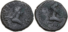 Greek Asia. Kings of Bosporos. Teiranes (275-279). AE Stater, dated year 573 (276-277). Obv. Draped bust left. Rev. Laureate and draped bust of a Roma...