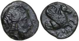 Greek Asia. Mysia, Adramytion. Orontes I, Satrap of Mysia (361-349 BC). AE 11 mm, c. 357-352 BC. Obv. Laureate head of Zeus right. Rev. Forepart of Pe...