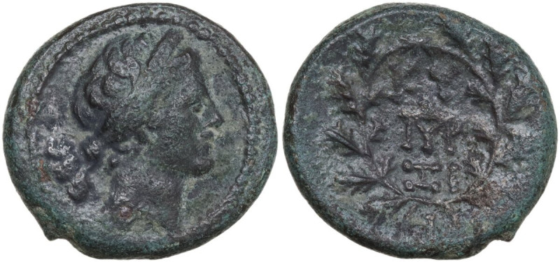 Greek Asia. Mysia, Kyzikos. AE 18 mm, 200-100 BC. Obv. Head of Kore right, weari...