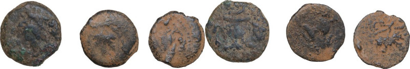 Greek Asia. Judaea. First Jewish War (66-70 AD). Lot of 3 (three) prutah. AE. F/...