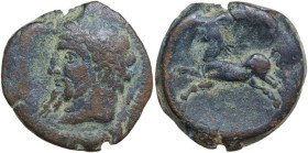 Africa. Mauretania. Massinissa or Micipsa (203-148 BC or 148-118 BC). AE 28 mm. Obv. Laureate head left. Rev. Horse galloping left. SNG Cop. 504-509. ...