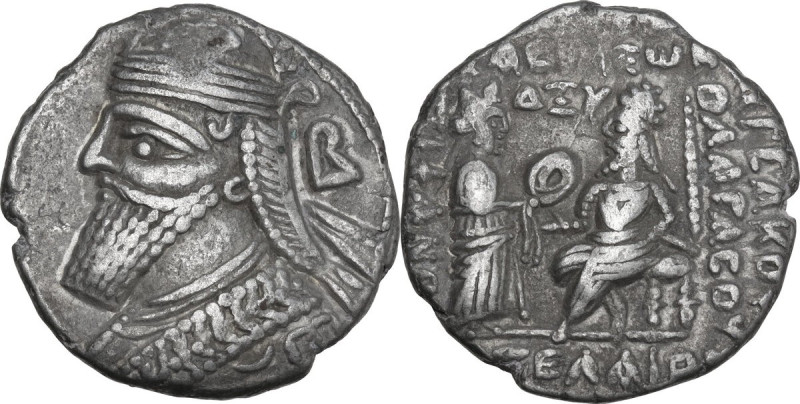 Greek Asia. Kings of Parthia. Vologases IV (147-191). AR Tetradrachm, Seleukeia ...