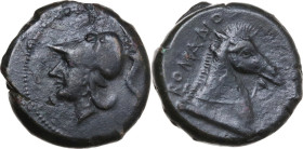 Anonymous. AE Litra, c. 269 BC. Obv. Helmeted head of Minerva left. Rev. Head of horse right; behind, ROMANO. Cr. 17/1a. AE. 6.23 g. 18.00 mm. Superb ...