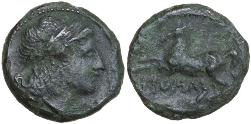 Anonymous. AE Litra, 234-231 BC. Obv. Laureate head of Apollo right. Rev. Horse ...