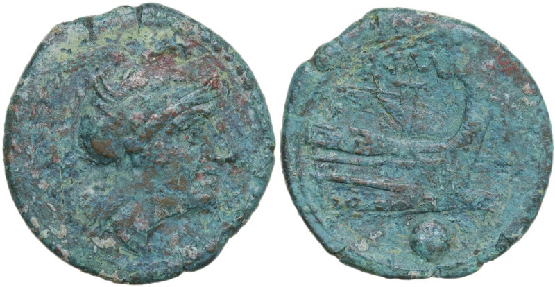 Second Heavy L Series. AE Uncia. Luceria mint, c. 211-208 BC. Obv. Head of Roma ...