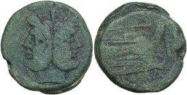 Staff series. AE As, 206-195 BC. Obv. Laureate head of Janus; above, I. Rev. Prow right; above, staff; to right, I. Cr. 112/3. AE. 26.80 g. 32.00 mm. ...