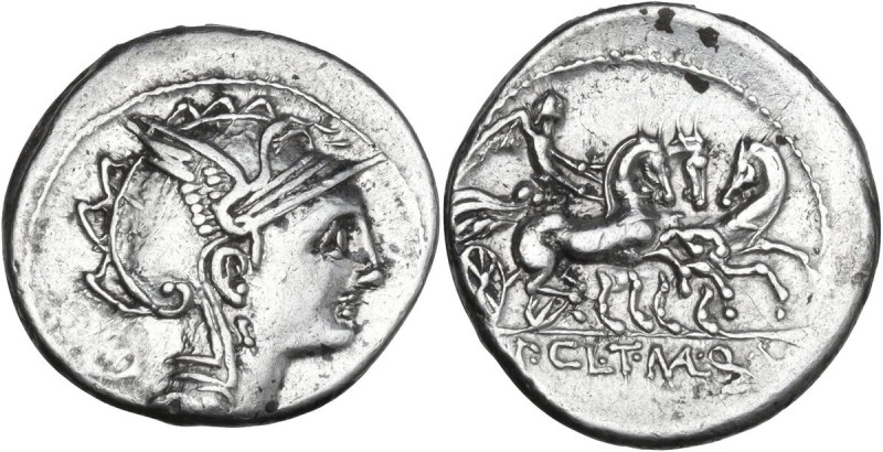 Appius Claudius Pulcher, T. Manlius Mancinus and Q. Urbinius. AR Denarius, 111 o...