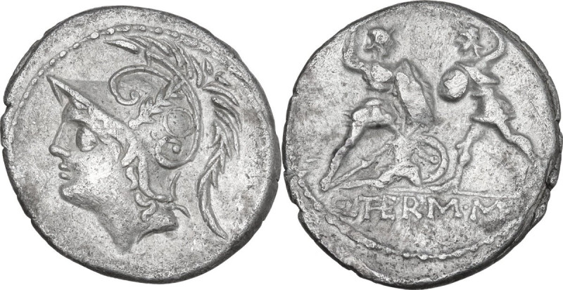 Q. Thermus M.f. AR Denarius, 103 BC. Obv. Helmeted head of Mars left. Rev. Roman...