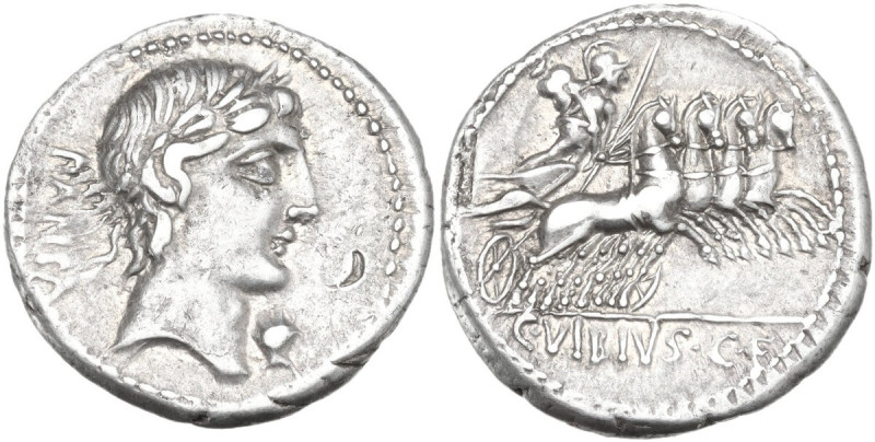 C. Vibius Pansa. AR Denarius, 90 BC. Obv. Laureate head of Apollo right; behind,...