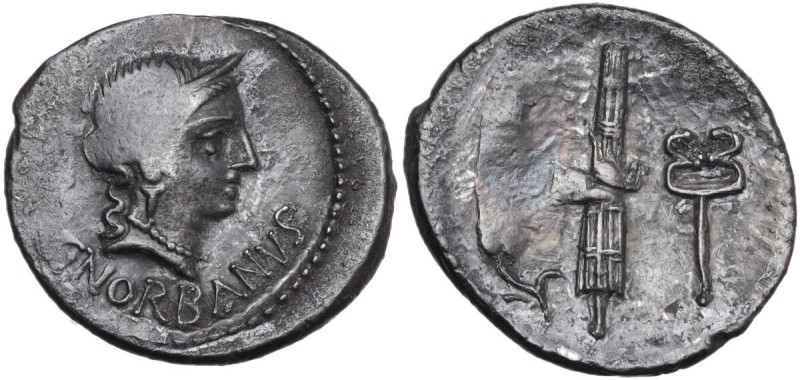 C. Norbanus. AR Denarius, 83 BC. Obv. Diademed head of Venus right; behind, cont...