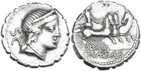 C. Naevius Balbus. AR Denarius serratus, 79 BC. Obv. Diademed head of Venus right; behind, S·C. Rev. Victory in triga right; above XI; in exergue, C·N...