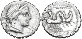 C. Naevius Balbus. AR Denarius serratus, 79 BC. Obv. Diademed head of Venus right; behind, S·C. Rev. Victory in triga right; above CLXXVIII; in exergu...
