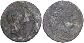 Marcus Antonius. Fourrèe Denarius, mint moving with Marcus Antonius, 42 BC. Obv. Head of Marcus Antonius right, bearded; behind, lituus. Rev. Radiate ...