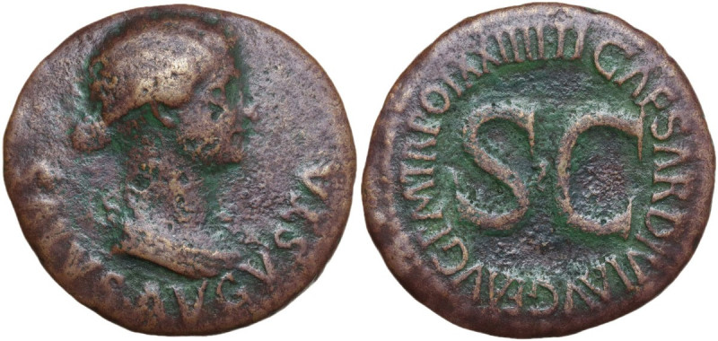 Livia, wife of Augustus (died in 29 AD). AE Dupondius. Obv. SALVS AVGVSTA. Drape...