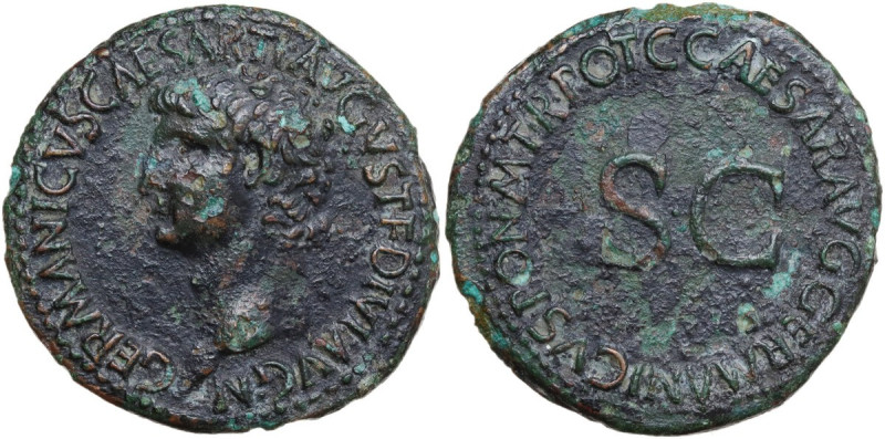 Germanicus (died 19 AD). AE As, Rome mint, 37-38. Obv. GERMANICVS CAESAR TI AVGV...