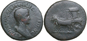 Agrippina II, mother of Nero (died 59 AD). AE Sestertius, Rome mint, 50-54. Obv. AGRIPPINA AVG GERMANICI F CAESARIS AVG. Bust of Agrippina the Younger...