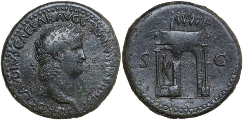 Nero (54-68). AE Sestertius, Rome mint. Obv. NERO CLAVD CAESAR AVG GERM PM TR P ...