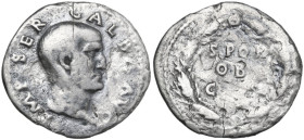 Galba (68-69). AR Denarius, Rome mint, 68-69. Obv. IMP SER GALBA AVG. Head of Galba, bare, right. Rev. S P Q R OB C S. Legend in three lines oak-wreat...