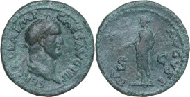 Galba (68-69). AE As, Rome mint, 68-69. Obv. SER GALBA IMP CAES AVG TR P. Laureate head right. Rev. PAX AVGVST SC. Pax standing facing, head left, hol...