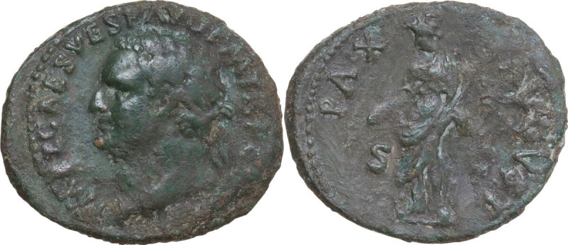 Titus (79-81). AE As, Rome mint, 80-81. Obv. IMP T CAES VESP AVG P M TR P COS VI...