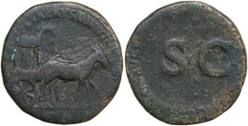 Julia Titi, daughter of Titus (died 90 AD). AE Sestertius, Rome mint. Struck under Domitian, 91 AD. Obv. DIVAE IVLIAE AVG DIVI TITI F SPQR. Carpentum ...