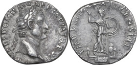 Domitian (81-96). AR Denarius, Rome mint, 88 AD. Obv. IMP CAES DOMIT AVG GERM P M TR P VII. Head of Domitian, laureate, right. Rev. IMP XIIII COS XIII...