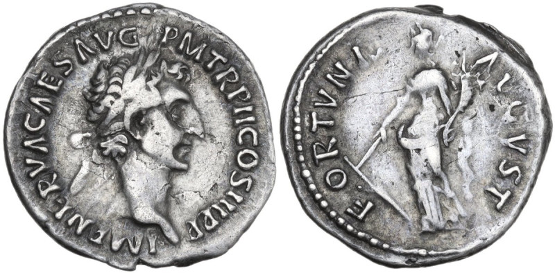 Nerva (96-98). AR Denarius, Rome mint, 97 AD. Obv. IMP NERVA CAES AVG P M TR P I...