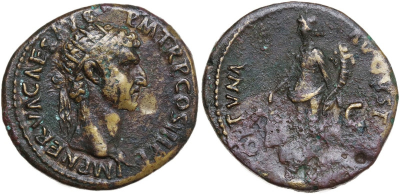 Nerva (96-98). AE Dupondius, Rome mint, 97 AD. Obv. IMP NERVA CAES AVG P M TR P ...