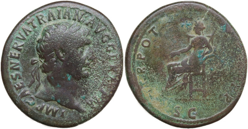 Trajan (98-117). AE Sestertius, Rome mint, 101-102. Obv. IMP CAES NERVA TRAIAN A...