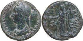 Sabina, wife of Hadrian (died 137 AD). AE Dupondius, Rome mint, 133-135 AD. Obv. SABINA AVGVSTA HADRIANI AVG P P. Bust of Sabina, wreathed with possib...