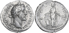 Antoninus Pius (138-161). AR Denarius, Rome mint, 148-149. Obv. ANTONINVS AVG PIVS P P TR P XII. Laureate head right. Rev. COS IIII. Annona, draped, s...