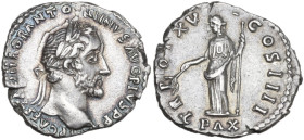 Antoninus Pius (138-161). AR Denarius, Rome mint, 151-152. Obv. IMP CAES T AEL HADR ANTONINVS AVG PIVS P P. Head of Antoninus Pius, laureate, right. R...