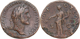 Antoninus Pius (138-161). AE Sestertius, Rome mint, 139 AD. Obv. IMP T AEL CAES HADR ANTONINVS AVG PIVS. Head of Antoninus Pius, laureate, right. Rev....