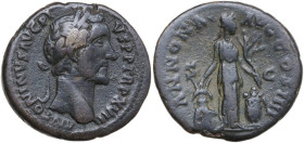 Antoninus Pius (138-161). AE As, Rome mint, 153-154. Obv. ANTONINVS AVG PIVS P P TR P XVII. Head of Antoninus Pius, laureate, right. Rev. ANNONA AVG C...