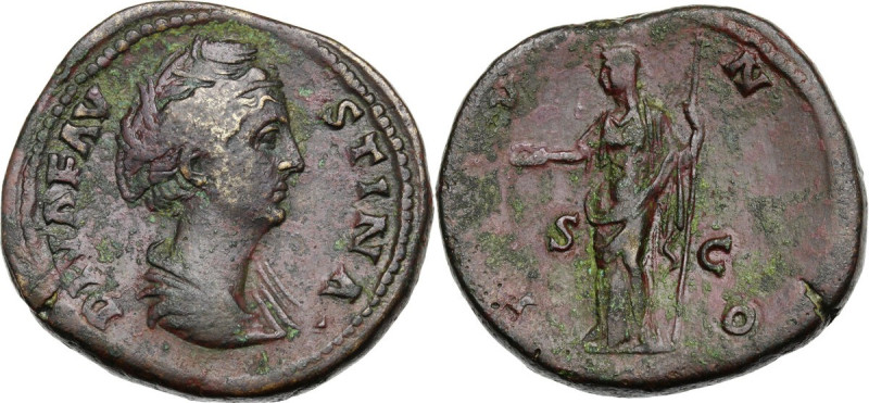 Faustina I (died 141 AD). AE Sestertius. Obv. DIVA FAVSTINA. Draped bust right. ...