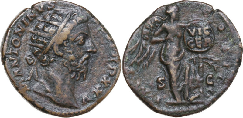 Marcus Aurelius (161-180). AE Dupondius, Rome mint, 170-171. Obv. M ANTONINVS AV...