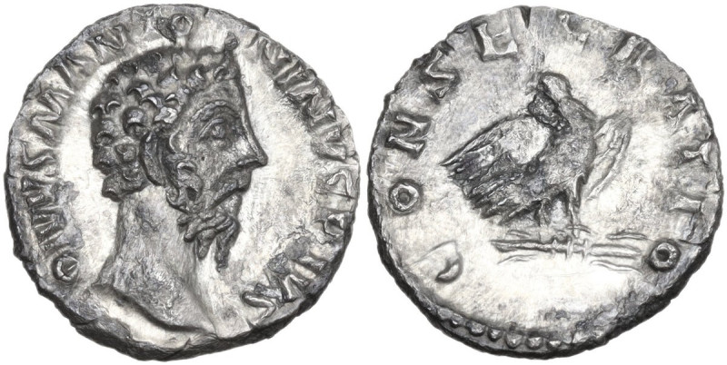 Divus Marcus Aurelius (died 180 AD). AR Denarius, Rome mint, 180 AD. Obv. DIVVS ...