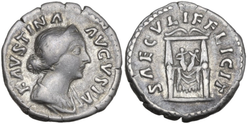 Faustina II (died 176 AD). AR Denarius, Rome mint, 161-176. Obv. FAVSTINA AVGVST...