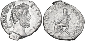 Commodus (177-193). AR Denarius, Rome mint, 190 AD. Obv. M COMM ANT P FEL AVG BRIT P P. Head of Commodus, laureate, right. Rev. P M TR P XV IMP VIII C...
