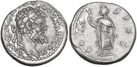 Septimius Severus (193-211). AR Denarius, Emisa mint, 194-195. Obv. IMP CAE L SEP SEV PERT AVG COS II. Head of Septimius Severus, laureate, right. Rev...
