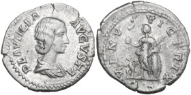 Plautilla (died 212 AD). AR Denarius, Rome mint, 202-205. Obv. PLAVTILLA AVGVSTA. Bust of Plautilla, hair firmly waved and drawn down on neck, draped,...