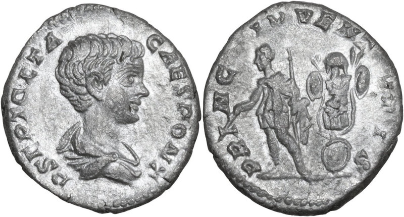 Geta as Caesar (198-209). AR Denarius, 200-202 AD. Obv. P SEPT GETA CAES PONT. B...