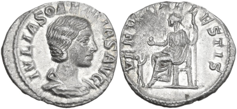 Julia Soaemias, mother of Elagabalus (died 222 AD). AR Denarius, Rome mint, 218-...