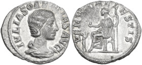 Julia Soaemias, mother of Elagabalus (died 222 AD). AR Denarius, Rome mint, 218-222. Obv. IVLIA SOAEMIAS AVG. Draped bust right. Rev. VENVS CAELESTIS....
