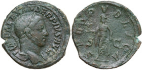 Severus Alexander (222-235 AD). AE Sestertius, 232 AD. Obv. IMP ALEXANDER PIVS AVG. Laureate, draped and cuirassed bust right. Rev. SPES PVBLICA SC. S...