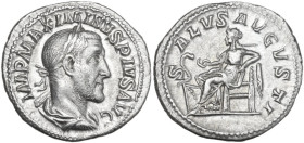Maximinus I (235-238). AR Denarius, Rome mint, 235-236. Obv. IMP MAXIMINVS PIVS AVG. Bust of Maximinus I, laureate, draped, cuirassed, right. Rev. SAL...