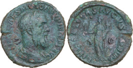 Pupienus (238 AD). AE Sestertius, Rome mint. Obv. I[MP] CAES M CLOD PVPIE[NV]S AVG. Laureate, draped and cuirassed bust right. Rev. LIBERAL[IT]AS AVGV...