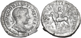 Gordian III (238-244). AR Denarius, Rome mint, 240 AD. Obv. IMP GORDIANVS PIVS FEL AVG. Bust of Gordian III, laureate, draped, cuirassed, right. Rev. ...