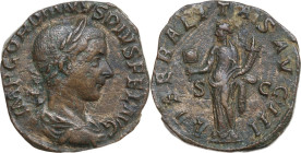 Gordian III (238-244). AE Sestertius, Rome mint, 240 AD. Obv. IMP GORDIANVS PIVS FEL AVG. Bust of Gordian III, laureate, draped, cuirassed, right. Rev...