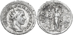 Philip I (244-249). AR Antoninianus, Rome mint, 244-247. Obv. IMP M IVL PHILIPPVS AVG. Bust of Philip the Arab, radiate, draped, cuirassed, right. Rev...